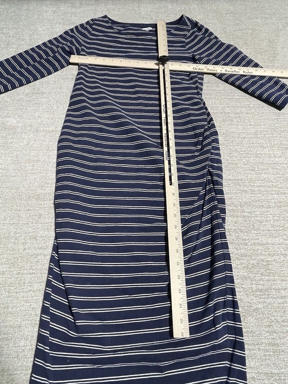 Old Navy Dress Women's Small Maternity Long Sleeve Blue Stripe Fitted Dress - Picture 6 of 10